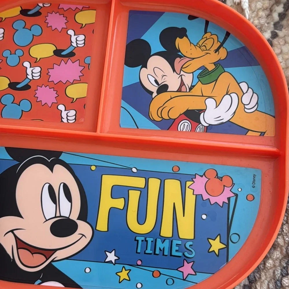 Disney Characters Double Sided Toddler Plate Mickey Goofy Pluto 8x7